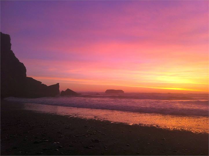 Punakaiki beach sunset in March