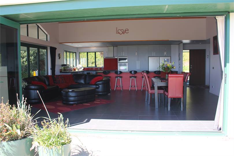 Looking into the large dining and living room