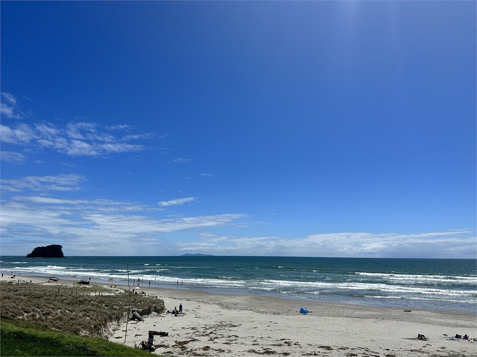 The beach right across the road.