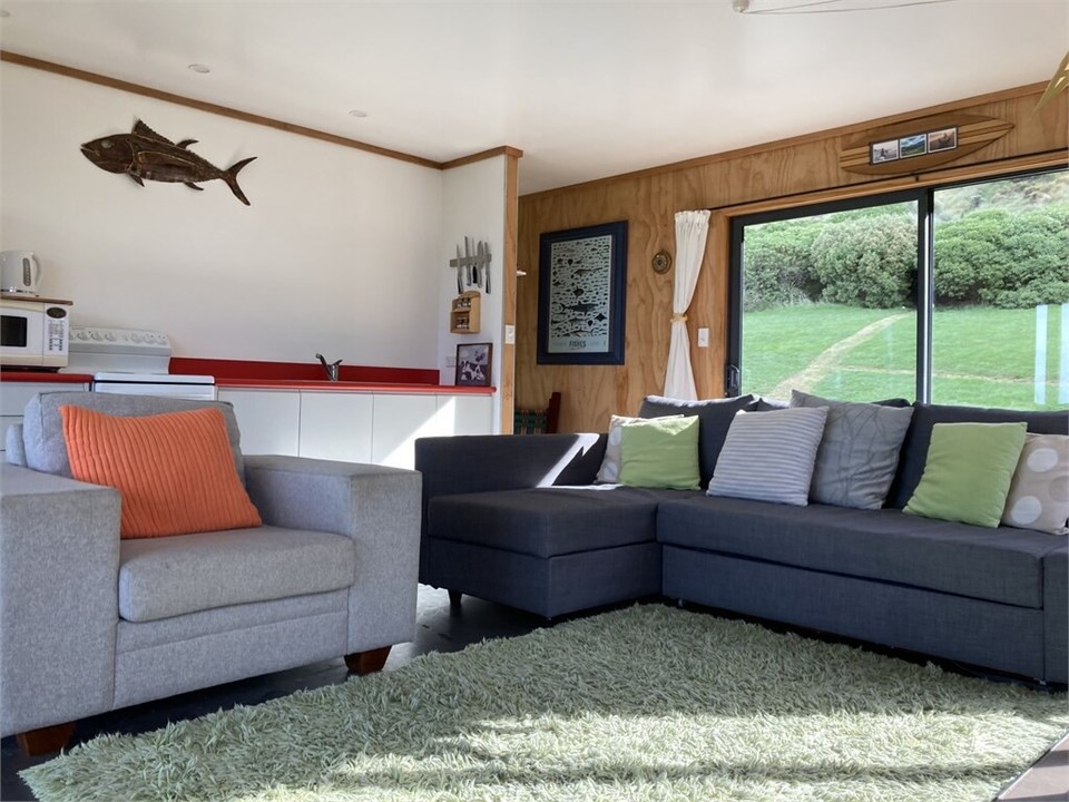 living area with sofa bed