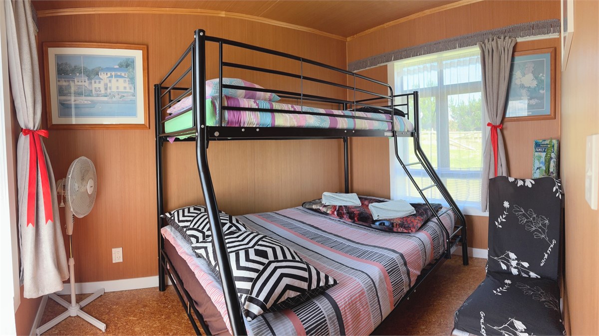 Bedroom 2, Bunk Bed below Double & Top Single bed.
