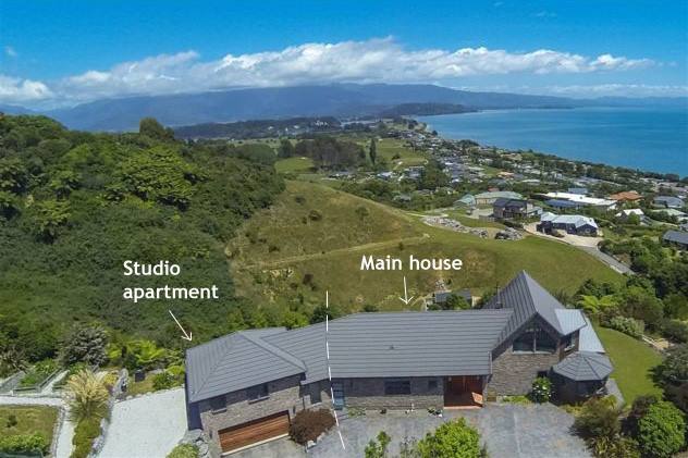 Aerial view of Beau Vista Pohara house and studio