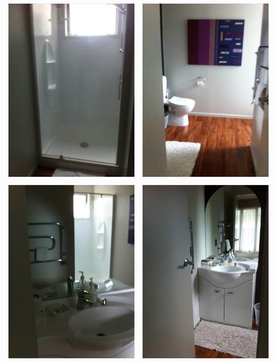 Closer look at bathroom area