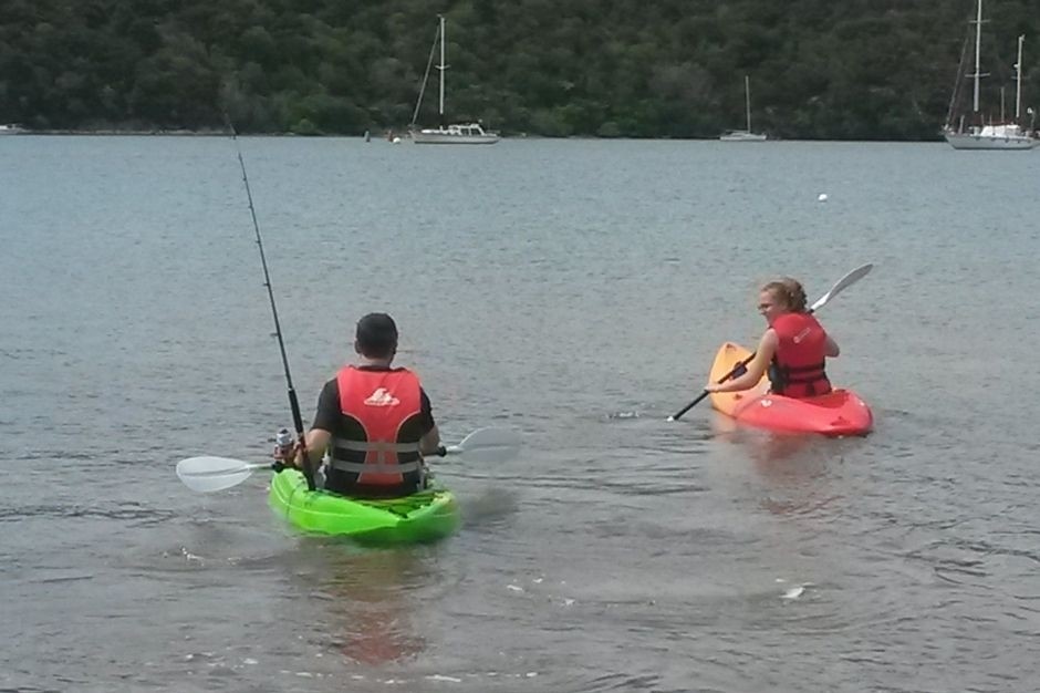 Enjoying the kayaks on the river