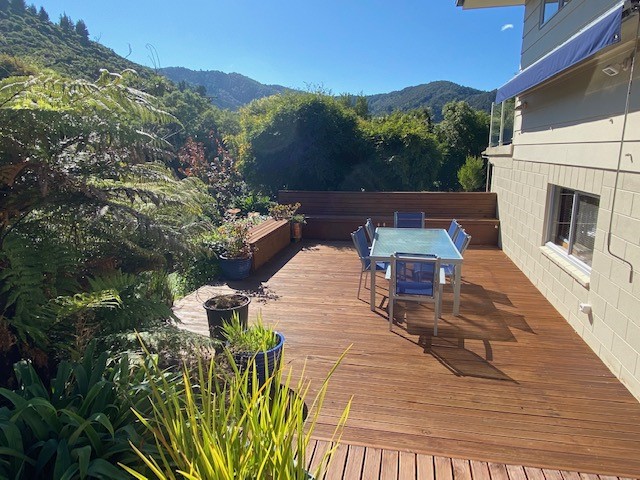 The rear deck captures all the afternoon sun