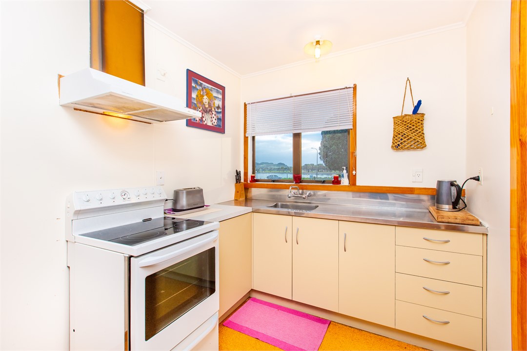 Kitchen with view to water