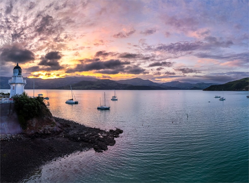 A serene, golden glow settling over the harbour
