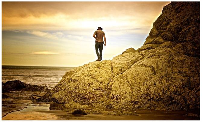 late walk along the rocks