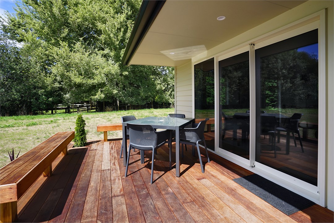 View of the seating area on the front deck of prop