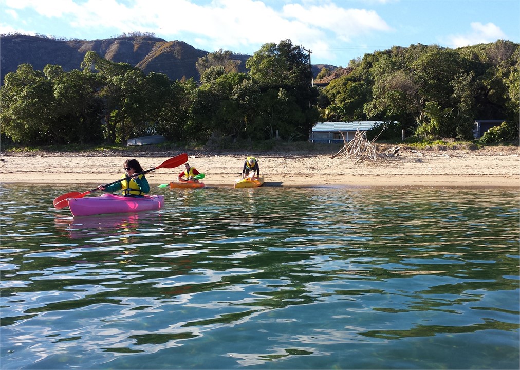 Kayaking in front of the cottages