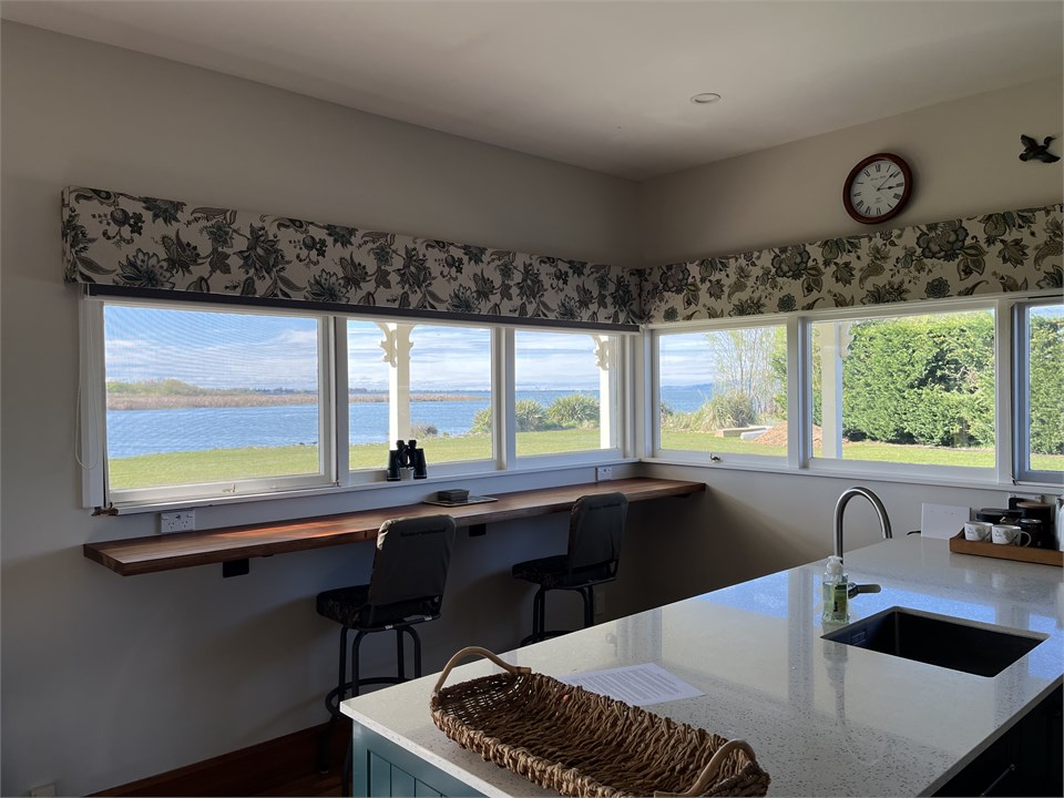 Breakfast bar looking out to lake