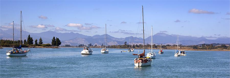 estuary and mountains