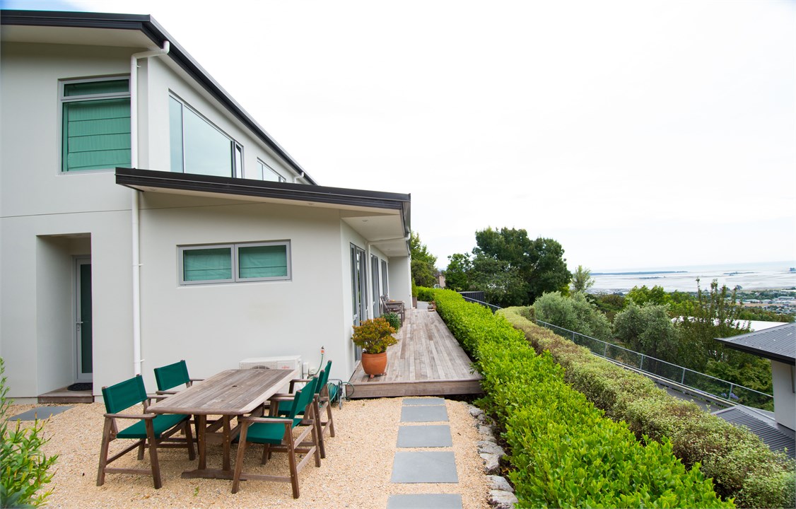 Downstairs deck and seating area