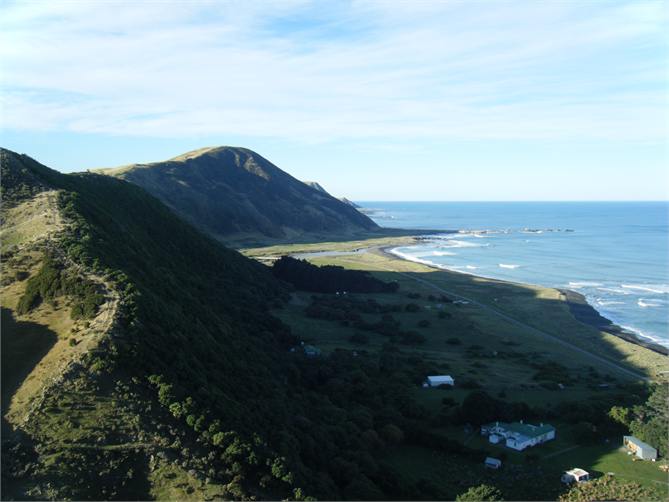 Looking up the coast from the top of our hill