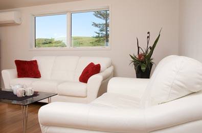 Lounge - leather couches. 