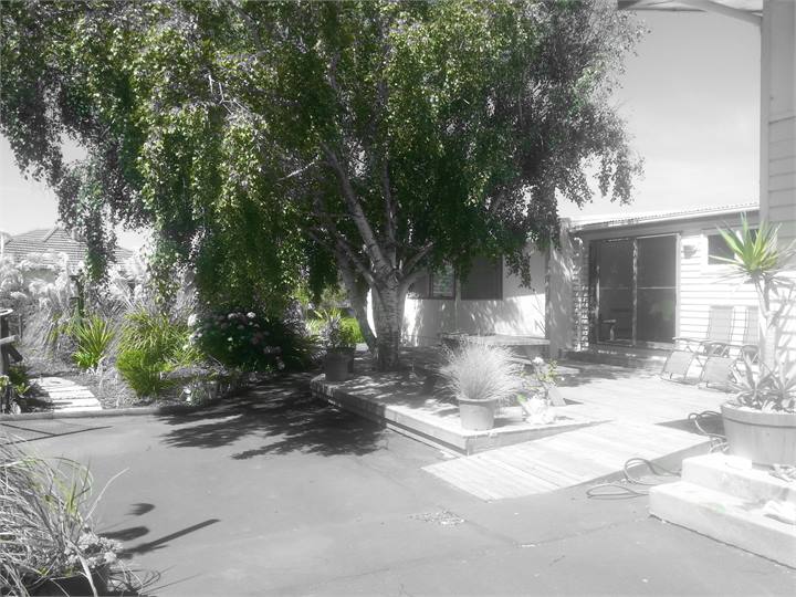 Looking at the apartment from the yard