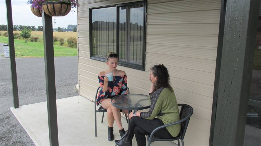 Relaxing with a coffee