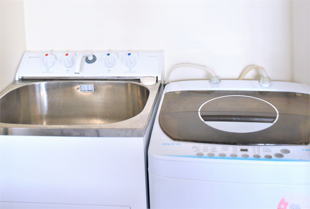 Tub and Washer, Clothes Line Outdoors