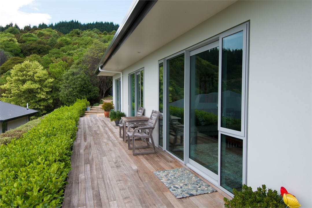 Downstairs deck with a path leading to Richmond's 