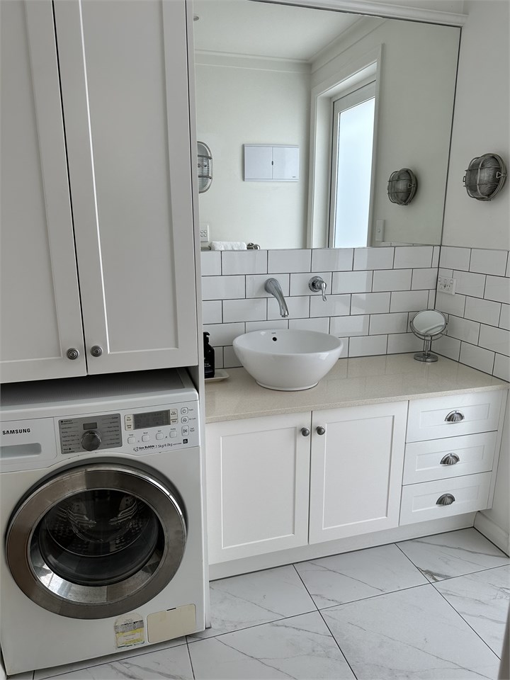 Bathroom and laundry.