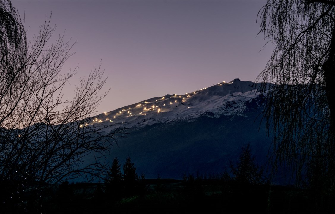Night skiing on Coronet Peak as seen from property