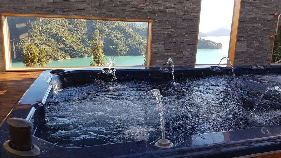 Indoor spa and Lap Pool Entertainment Area