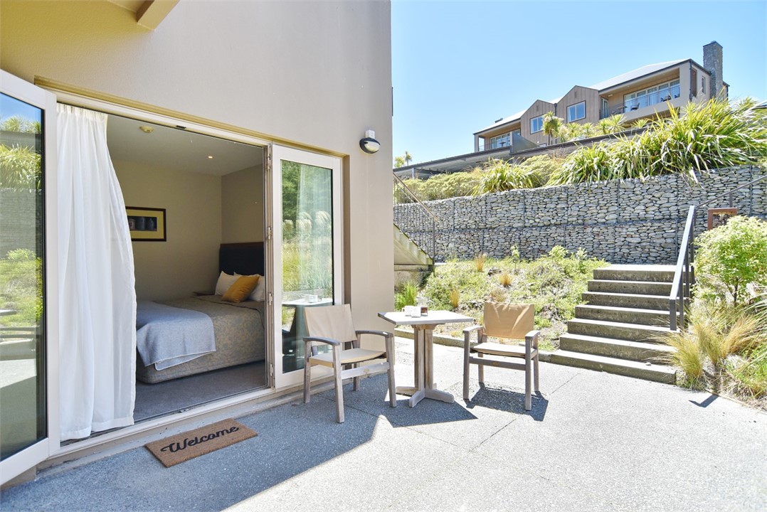 Outdoor seating area showing entrance