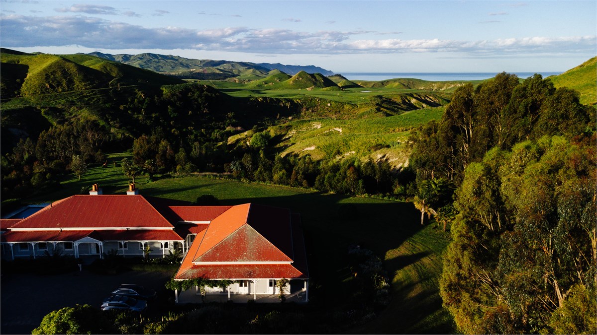 Aerial view from house to coast