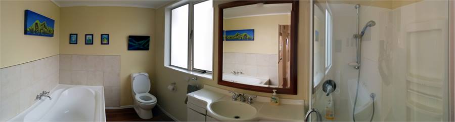 Family bathroom with large bath and shower
