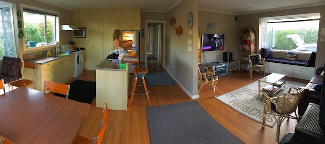 Open plan kitchen, living & dining room