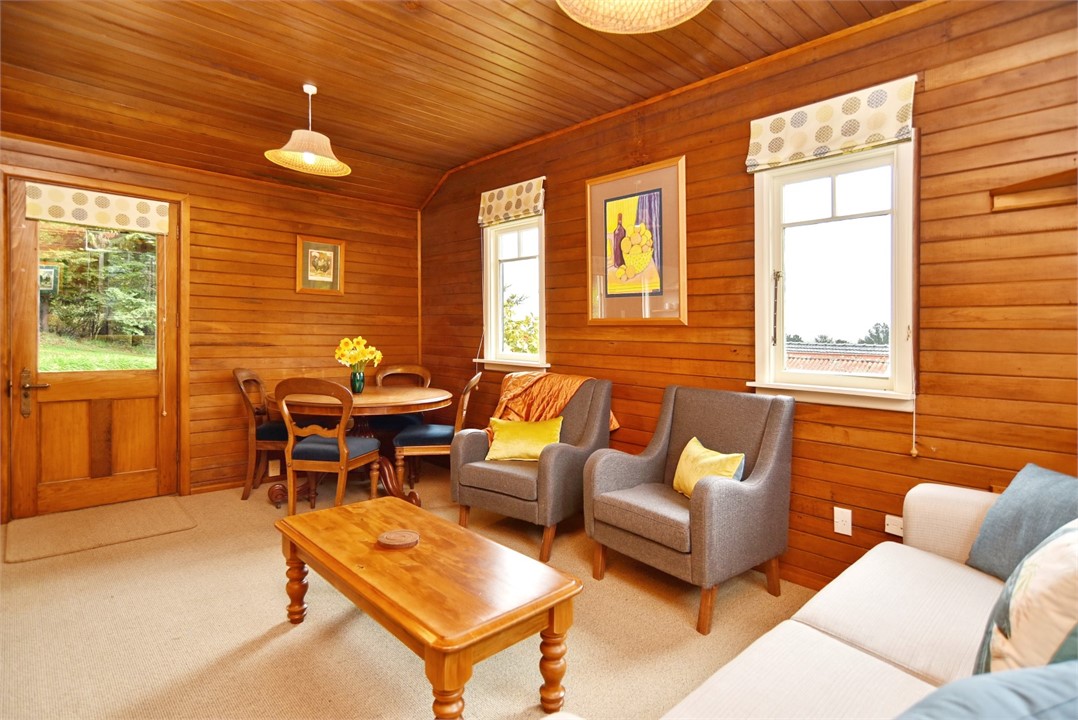 Living room with a TV and pull out Queen sofa bed