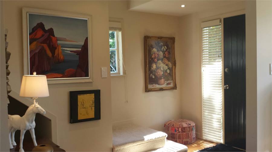 View from kitchen to front door area