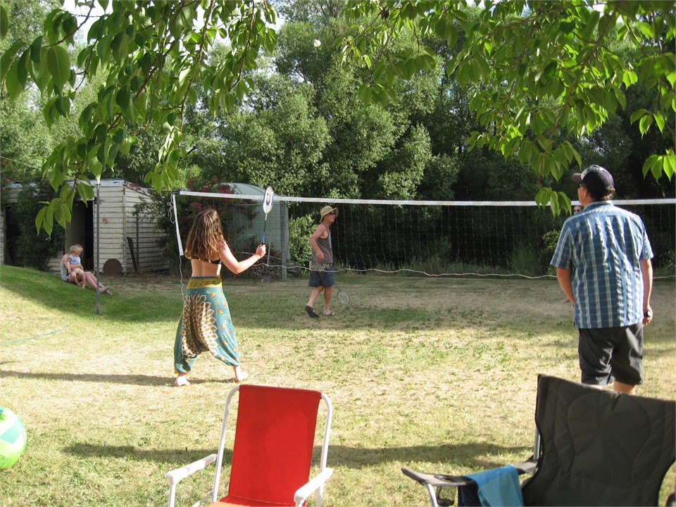 Badminton on the lawn