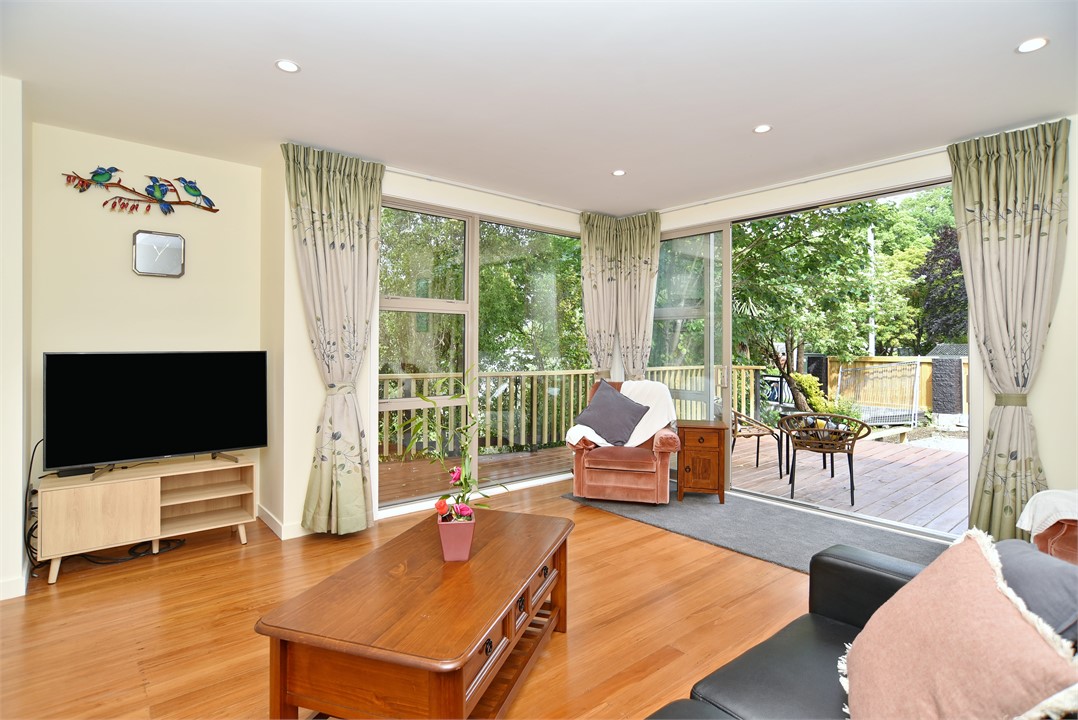 The family room includes a flat-screen TV and acce