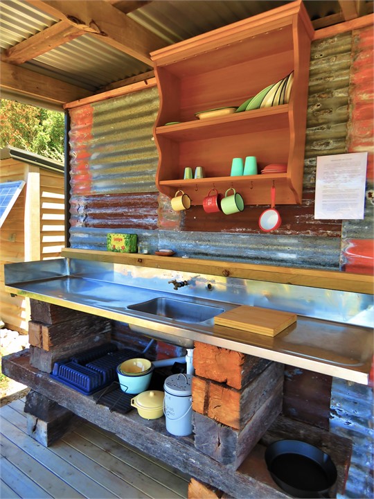 Basic camp kitchen. Cold running water, double gas