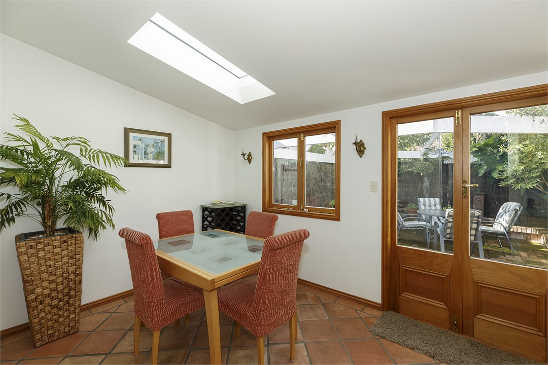 Dining area looking towards the brick terrace