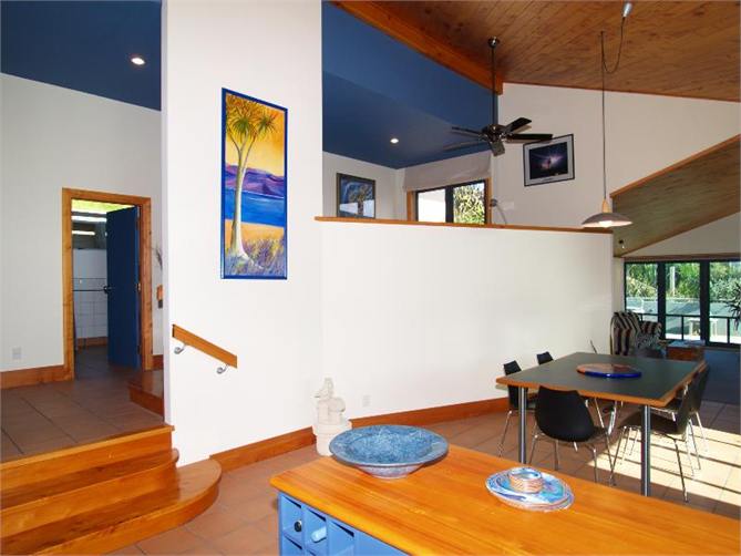 From Kitchen looking up to mezzanine floor office
