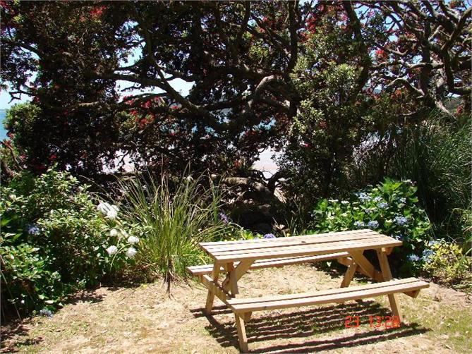 picnic Rea in garden just feet from water