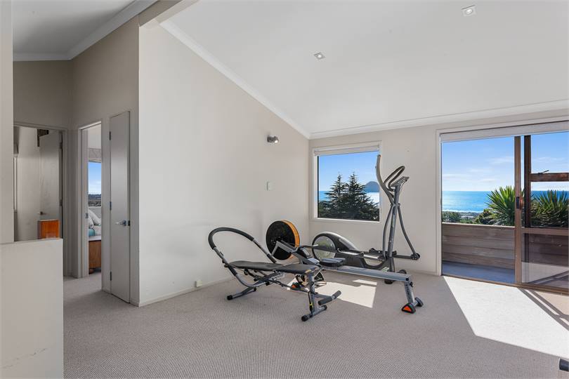 Lounge /gym with access to another deck.