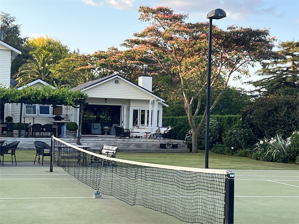 View of back  of Villa Maria looking from tennis c