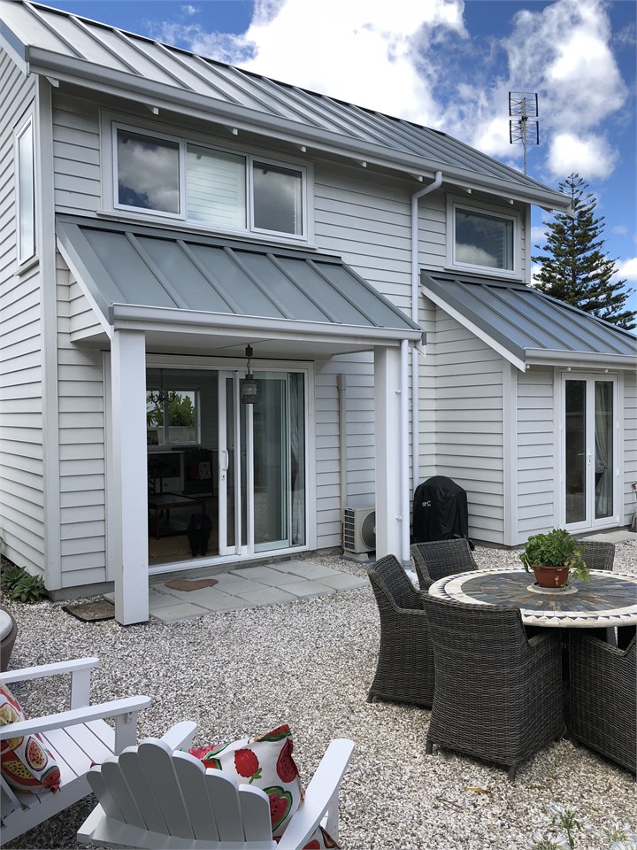 The outside looking from the garden area.