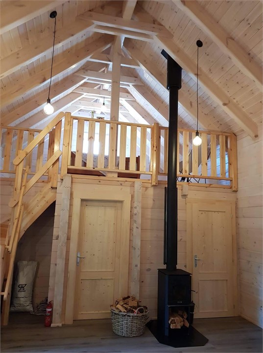 Looking up to Master Bedroom in Loft