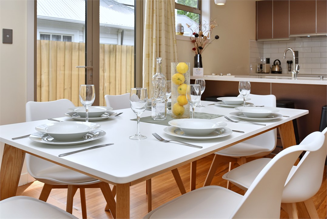 The open-plan dining space brings the family toget