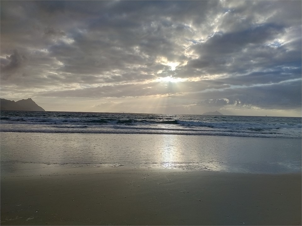 On the beach at sunrise
