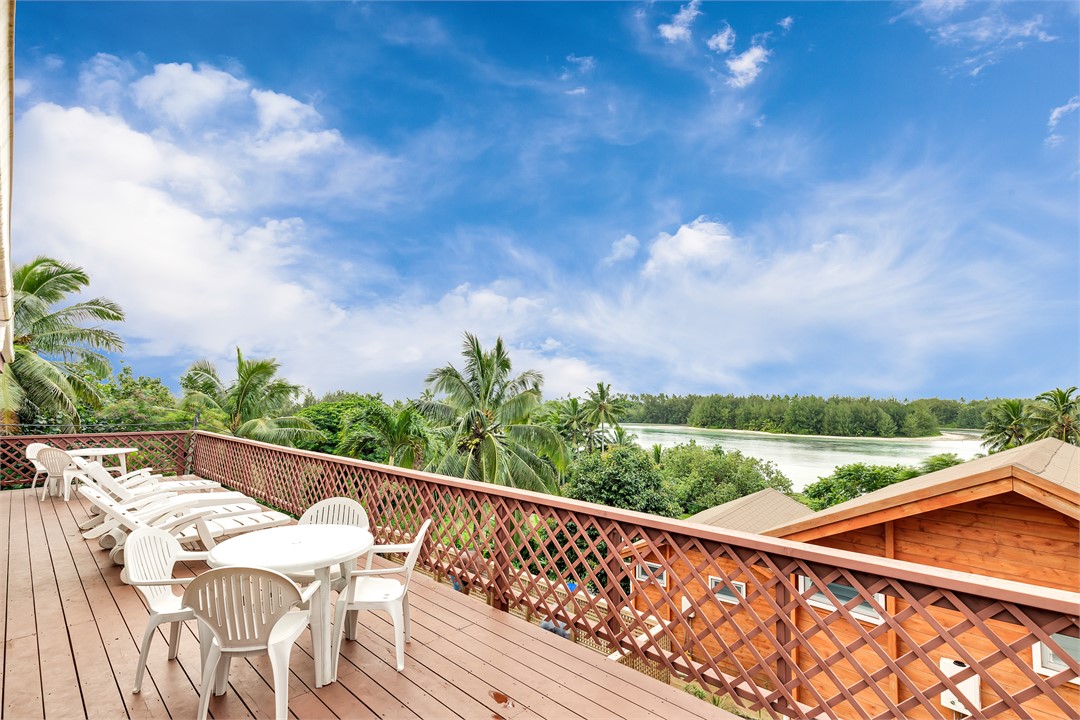 Decking overlooking the lagoon and islets