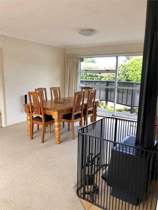 Dining area and wood fire for winter time