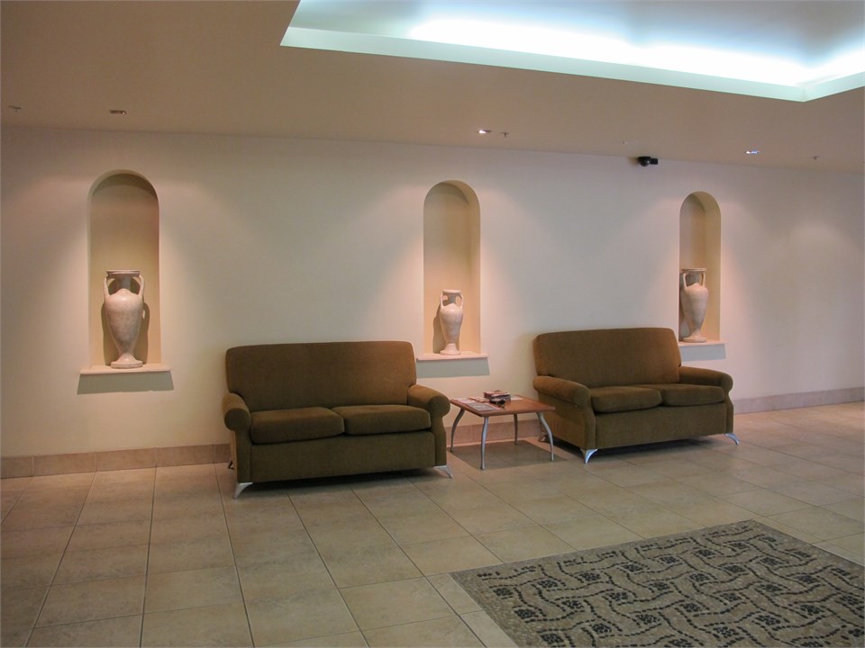 Main Entrance - quiet complex elevators & stairs