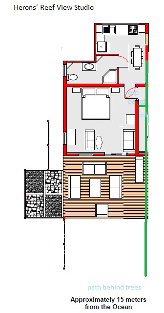 Heron's Reef View Studio layout,