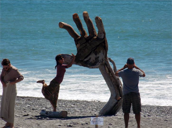 Guests enjoying Hokitika Beach.