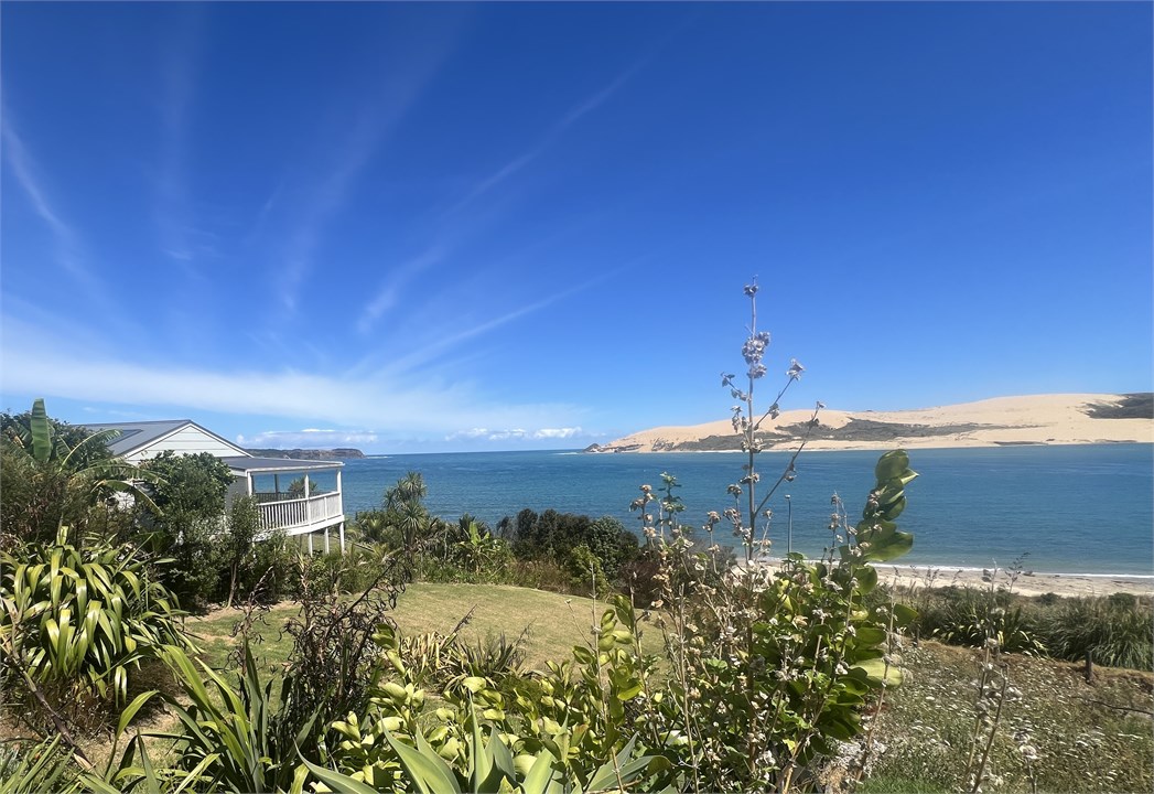 Views down onto the beach below the house